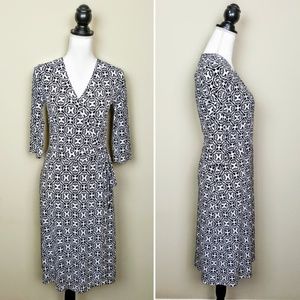 BISOU BISOU Dress, Black White V-Neck Career, 6